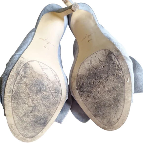 Daya by Zendaya Suede Bow Mules Heels | Size 6.5 | Gray Slip-On Stilettos - Picture 6 of 9
